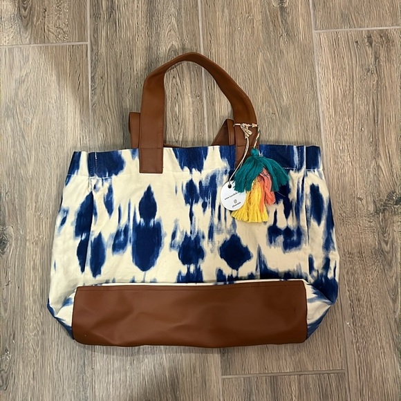 Lu & Elle Purse Bag Tote Tie Dye Tassel Blue Beach Boho Travel Island Laguna - Picture 8 of 10